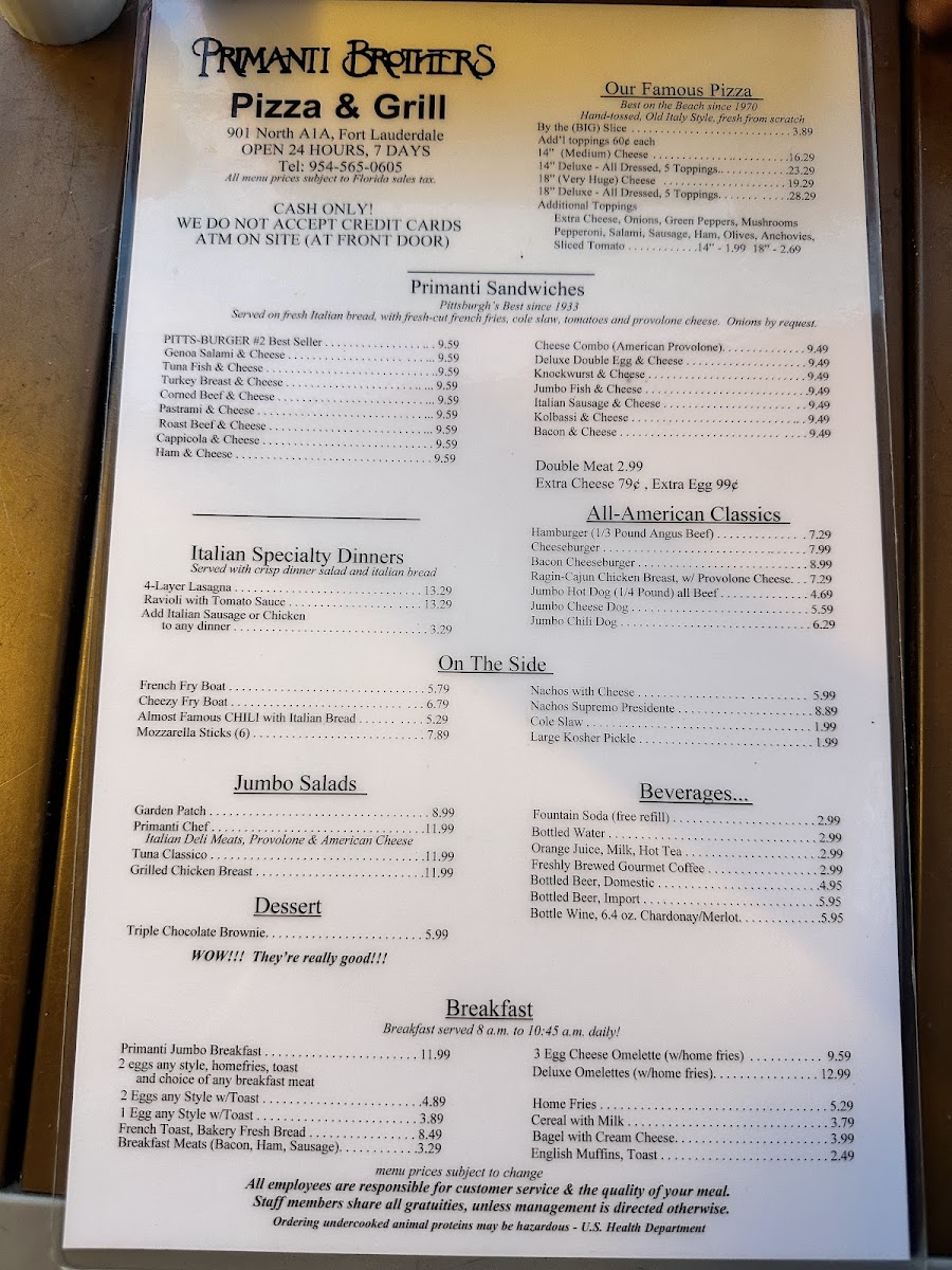 Primanti Brothers Pizza and Grill Menu - Image 2